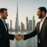 Geschäftspartner einigen sich in Dubai – 100 % Eigentum und Rechtssicherheit