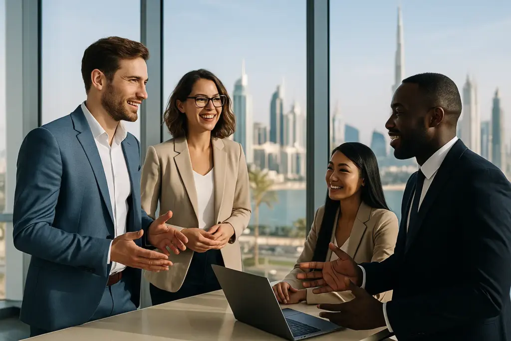 Unternehmer aus verschiedenen Nationen vernetzen sich in Dubai – internationale Geschäftschancen